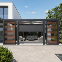 Pérgola Bioclimática Motorizada de Aluminio 6063-T6 de Alta Resistencia, Techo de Láminas para Todo Clima, Gazebo con Control Remoto Inteligente para Balcón y Patio