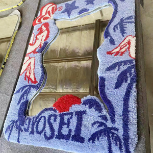 Personalizzato carino fustellato forma <span class=keywords><strong>multicolore</strong></span> trapuntato specchio da parete tappeti fatti a mano pastello Funky Cool specchi <span class=keywords><strong>tappeto</strong></span> per la casa - Product Image 2