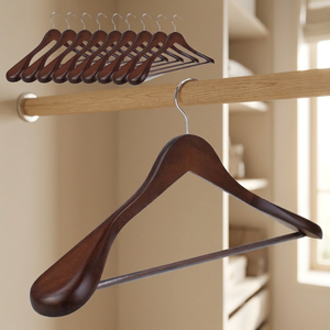 Classic Shoulder <b>Wooden</b> Suit <b>Hangers</b> Extra Thick Contoured Design Luxury Garment Display Heavy Duty <b>Coat</b> Storage FALAK WORLD - Product Image 2