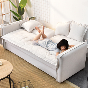 Sofá cama plegable moderno de tela blanca de <span class=keywords><strong>3</strong></span> asientos con almacenamiento para sala de estar, hoteles, apartamentos llenos de material de madera de esponja - Product Image 3