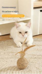 Jouet interactif durable pour animaux de compagnie de taille moyenne, balle sonore avec plume pour chat, pour la poursuite et la course - Product Image 5