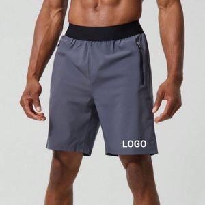 Shorts de sport décontractés pour homme grande taille, avec logo personnalisé, poche zippée, extensibles, coupe régulière, entrejambe 7 ou 9 pouces, couleur unie - Product Image 1
