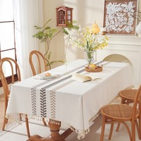 Nappe de table de mariage personnalisée en coton et lin, brodée, géométrique, faite à la main, écologique, taille et couleur sur mesure, vente en gros
