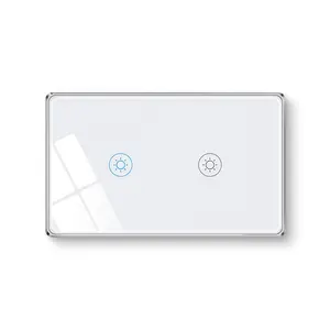 Accueil Google 10A Smart Life interrupteur wifi tactile interrupteur mural US Standard 2gang interrupteur d'éclairage intelligent