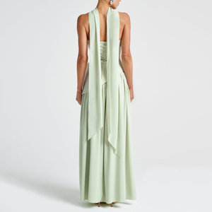 Skyland elegante abito plissettato a spalline senza spalline <span class=keywords><strong>verde</strong></span> <span class=keywords><strong>menta</strong></span> con spacco alto per serate formali - Product Image 4