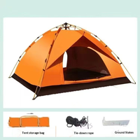Tentes de camping extérieures imperméables pour 3-4 personnes, double couche, entièrement automatiques, en tissu imperméable avec revêtement argenté, pop-up