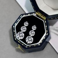 En stock, bague de fiançailles en argent sterling S925, trois anneaux en zircon cubique rond pour femmes, colliers, boucles d'oreilles, ensemble de bijoux