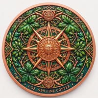 Pièce de monnaie en cuivre pur 999 de 1 oz, édition collector premium, impression UV créative Forêt tropicale, colorée, en relief 3D