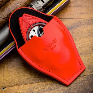 LUBINSKI gran calibre semiautomático apertura y cierre de doble hoja cuchillo volador en forma DE CORTADOR de cigarros con estuche de cuero - Product Image 4