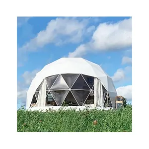 Campeggio esterno di lusso diametro mezza sfera ristorante familiare giardino rotondo geodetica tenda a cupola per la vendita