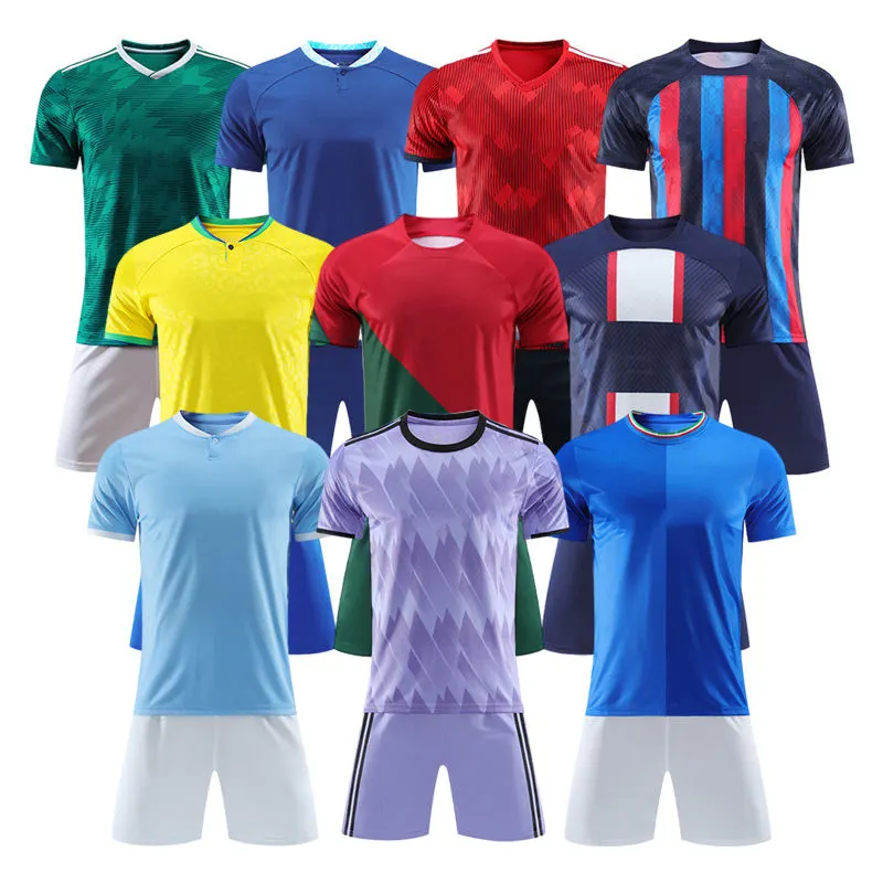Venta al por mayor personalizado equipo nacional de fútbol uniforme en blanco nuevo diseño uniforme de fútbol Jersey conjunto de alta calidad camiseta de fútbol