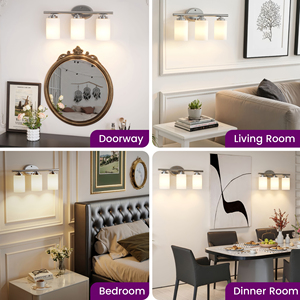 Accesorios <span class=keywords><strong>de</strong></span> iluminación <span class=keywords><strong>de</strong></span> tocador <span class=keywords><strong>de</strong></span> <span class=keywords><strong>baño</strong></span> <span class=keywords><strong>de</strong></span> 3 luces <span class=keywords><strong>de</strong></span> níquel cepillado contemporáneo sobre candelabro <span class=keywords><strong>de</strong></span> pared <span class=keywords><strong>de</strong></span> espejo con pantallas <span class=keywords><strong>de</strong></span> vidrio esmerilado - Product Image 4