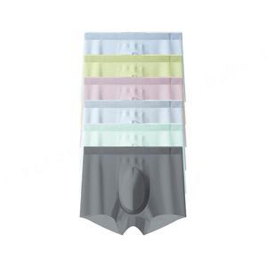 Venta caliente de los hombres cómodos 74% Nylon 26% Spandex Ice Silk Briefs Mid-rise Boxer ropa interior transpirable y fresco personalizado - Product Image 1