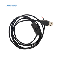 Kabel Saklar Daya ON/OFF Tombol Tekan 501 dengan Konektor USB 5V ke Ujung Kabel Terbuka untuk Lampu Strip LED, Lampu, Kipas