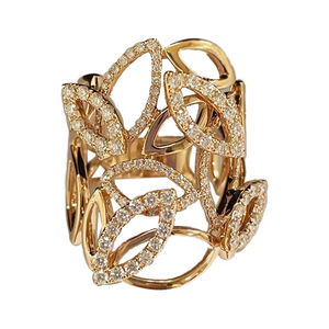 Bague de mariage classique en or 18 carats plaqué or, entièrement sertie de diamants ronds brillants naturels, fournie par l'usine - Product Image 1