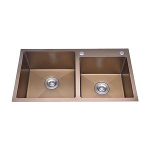 Fregadero de cocina de acero inoxidable en ángulo recto, fregadero de cocina hecho a mano de doble cuenco, fregadero de mármol, lavandería - Product Image 4