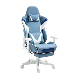Silla reclinable de cuero Pu de lujo para jugadores con reposapiés, altura giratoria, silla ergonómica ajustable para ordenador de oficina