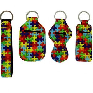 Neoprene Women Keychain Set with Wristlet Chapstick <b>Holders</b> Hand Sanitizer <b>Holder</b> Self-defence Keychain - Product Image 2