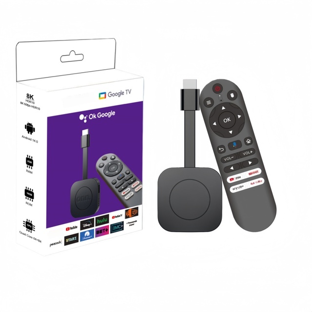 4K Quad Core Smart TV Box with Voice Remote Android 14.0 2GB RAM 16GB ROM 2.4G/5GHz WiFi Streaming Media Player Other Processor