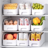 Boîte de rangement transparente bleu clair en plastique avec roulettes pour réfrigérateur, pour le stockage de boissons, fruits, légumes, et pour armoire de cuisine