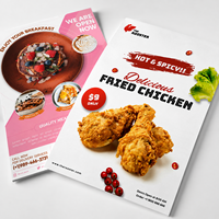 Impression personnalisée de prospectus de restaurant en couleur, dépliant publicitaire pour la promotion alimentaire des cafés et restaurants de restauration rapide à emporter