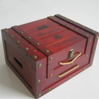 Mallette de transport de stockage de vin de pin à charnière rustique loquet de verrouillage bouteille en bois emballage caisse boîte cadeau pour bière, whisky, Champagne