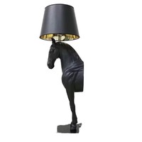 Lampadaire Sculpture Cheval Demi-Corps en Fibre de Verre, Décoration Artisanale Nordique pour Villa, Hall d'Hôtel, Art Décoratif, Mobilier d'Intérieur