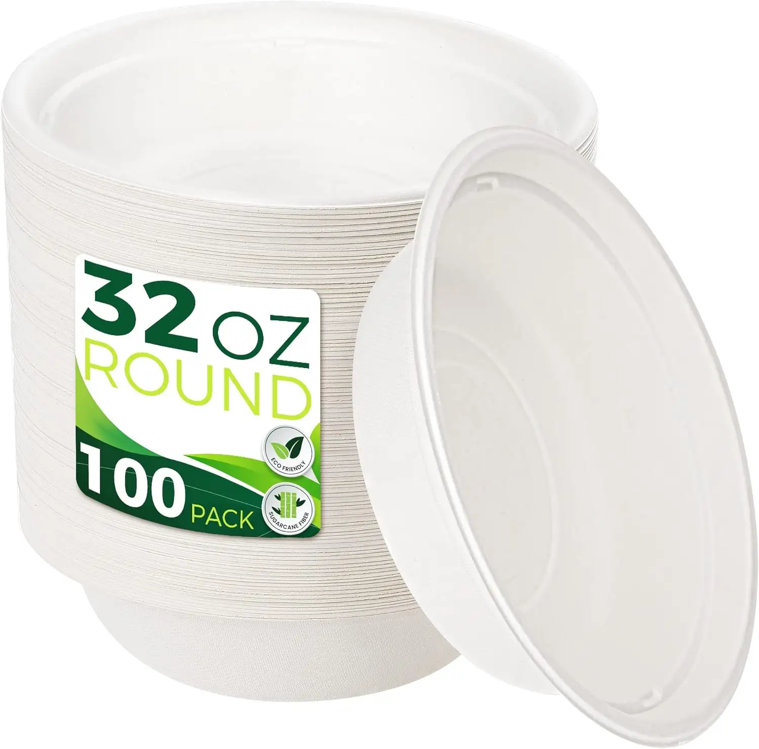 無料サンプル100% 堆肥化可能な32オンスの紙ボウルホットスープやミルクシリアルに最適な頑丈な使い捨てボウル