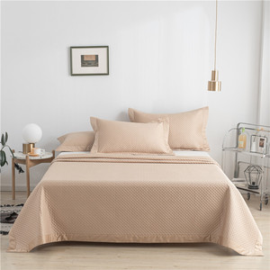 Parure de draps en coton pur à longues fibres double face 140 fils, 3 pièces, matelassée, couleur unie, pour lit de 1,8 m, utilisable quatre saisons - Product Image 1