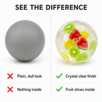 Balle anti-stress transparente en TPR en forme de tranche de fruit, gel cristallin, jouet sensoriel à presser pour enfants et adultes