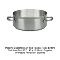 Casserole peu profonde en acier inoxydable Ø 40 cm H 15,5 cm, 19,5 L, fond triple couche Paderno