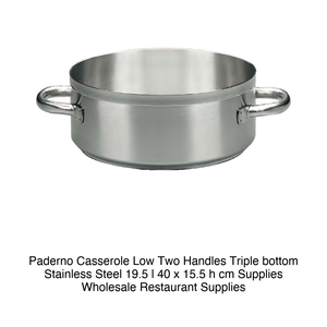 Cacerola poco profunda de acero inoxidable Ø 40 cm H 15.5 cm, 19.5 L, base de triple capa Paderno - Product Image 2