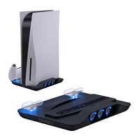 Refroidissement multifonctionnel Support Vertical Station Dock avec Chargement pour PS5 Noir pour Dualsense Contrôleur Chargeur (TP5-05102)
