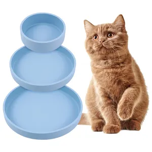 Özel toplu 3 adet kedi besleme kasesi silikon köpek kaymaz yuvarlak Pet suluk kedi köpek maması kasesi kuru ve ıslak gıda için uygun