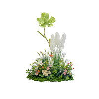 Maßgefertigte DIY Papier Öko-Freundliche Künstliche Riesige Mohnblume Grüne Blume Pflanze für Innenräume Weihnachten Ostern Hochzeit Restaurant Hotel