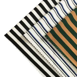 New RTN Rayon Polyester Viscose Spandex Stretch Jacquard Knit Yarn Dyed Stripe Jersey Fabric For T Shirt
