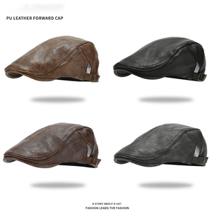 <span class=keywords><strong>Gorra</strong></span> Plana de Cuero PU Vintage para <span class=keywords><strong>Hombre</strong></span>, <span class=keywords><strong>Gorra</strong></span> Retro Estilo Ivy para Otoño e Invierno, Boina Ajustable Resistente al Viento para Uso Diario y de Negocios al Aire Libre - Product Image 3