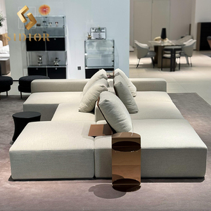 Juego de sofás de terciopelo moderno de Italia de gama alta, muebles para sala de estar, blanco de lujo moderno - Product Image 4