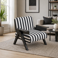 Fauteuil individuel moderne de style français, mi-siècle, Wabi-sabi, à dossier en bois massif à motif zèbre, pour salon et chambre