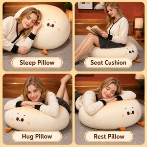 Coussin en peluche en forme de petit pain vapeur mignon, rembourré en coton PP, coussin décoratif de dessin animé pour la décoration de chambre d'enfant - Product Image 5