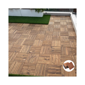 Dalles de terrasse en bois carbonisé à emboîtement pour l'extérieur, installation facile, revêtement de sol intérieur DIY - Product Image 1