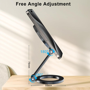 Soporte magnético plegable de metal para teléfono, portátil, para escritorio, gimnasio, carrito de golf, negro H157 - Product Image 2