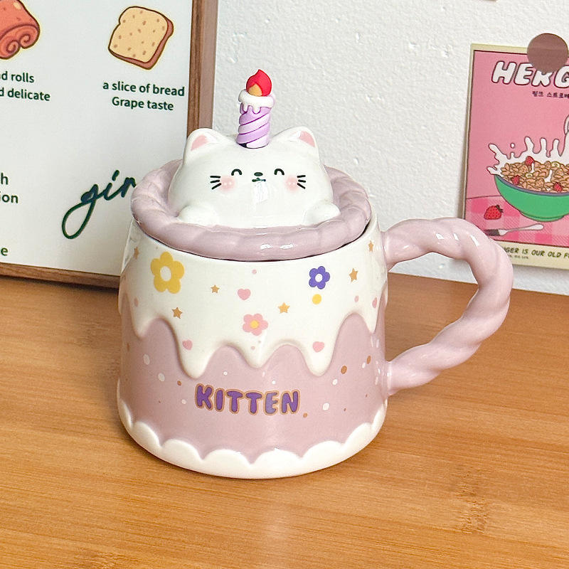 Candle Cake Cups - Purple Cat