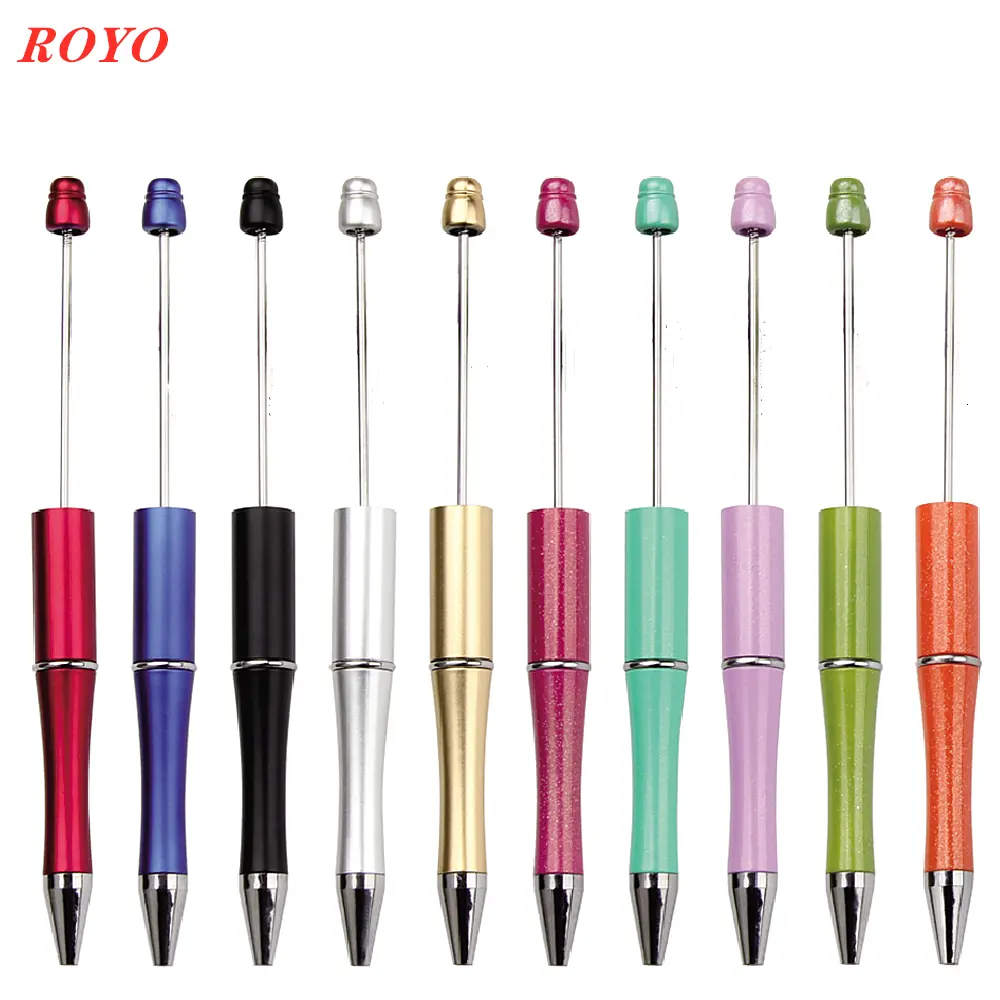 Hot Sell Novelty Beadable Creative Ball pen Decorative DIY Beadable Ballpoint Pen With Jewelry Metal Stainless Steel ballpen