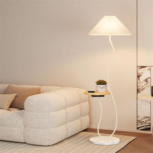 מגהצה לבן מודרני לבן ליד המיטה עם סלון הוביל סלון חדר שינה שינה פנסי קומה - Product Image 3