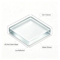 Plaque de verre carrée AG anti-reflet 13*13*4mm, verre optique mat gravé pour échantillons et petits écrans personnalisés