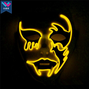 TW-M074หน้ากากปีศาจเรืองแสงหน้ากากพีวีซีแบบไม่ระบุชื่อพร้อมสายรูปเอลฮาโลวีนงานคาร์นิวัลหน้ากากเรืองแสงตกแต่งหน้ากากเรืองแสงในที่มืด LED - Product Image 1