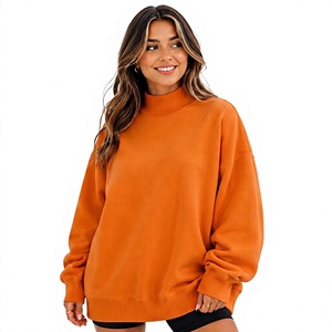 Women's Long-Sleeves High-<b>Neck</b> Pullover Breathable Fleece Material <b>Top</b> Selling Women Sweatshirts Custom Logo Print on Front - Product Image 1