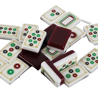 Jeu de Mahjong américain de luxe rouge à paillettes, élégant, personnalisé, créatif, avec tuiles en acrylique mélangeées à la main, emballage en boîte