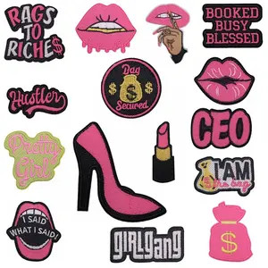 Personality Girl Series Embroidery Patch Patches Lipstick Lips High Heels Patches